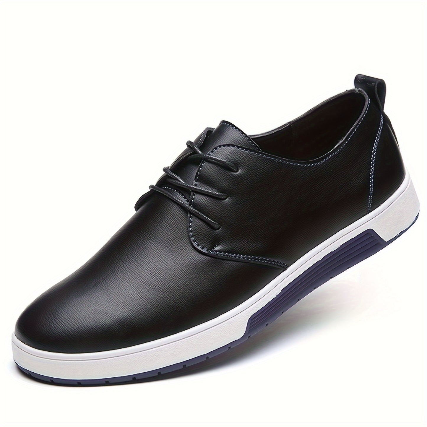 Plus Size Men's Solid Colour Business Style Shoes With Or Without Hollow Design, Comfy Non Slip Lace Up Durable Rubber Sole Shoes, Men's Footwear