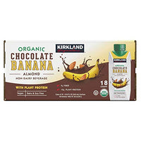 Kirkland Signature Organic Vegan Chocolate Banana Plant Protein Non-Dairy Almond Milk Beverage - 18 Count (8.25 fl oz.)