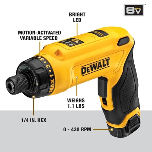 DEWALT 8V MAX Cordless Screwdriver Kit, Gyroscopic, 2 Batteries (DCF680N2)