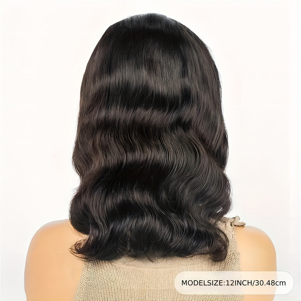 180% Density Glueless Bob Wig - Seamless Body Wave Human Hair with Pre-Plucked Lace Front & Pre-Cut 13x4 Closure - Effortless Wear for Beginners - Natural, Easy-On Style for Women