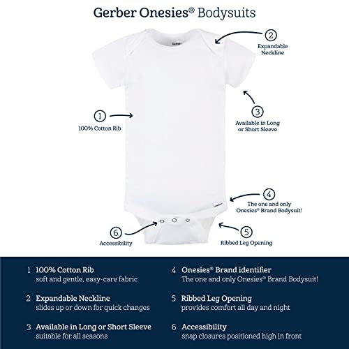 Gerber Baby 8-Pack Short Sleeve Onesies Bodysuits, Elephants, 6-9 Months
