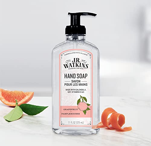 J.R. Watkins Gel Hand Soap, Scented Liquid Hand Wash for Bathroom or Kitchen, USA Made and Cruelty Free, 11 fl oz, Grapefruit, 6 Pack