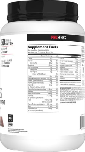 Muscle Milk Pro Series Protein Powder Supplement, Knockout Chocolate, 2.54 Pound, 14 Servings, 50g Protein, 3g Sugar, 20 Vitamins & Minerals, NSF Certified for Sport, Packaging May Vary