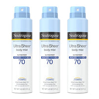 Neutrogena Ultra Sheer Body Mist SPF 70 Sunscreen Spray, Broad Spectrum UVA/UVB Protection, Lightweight, Non-Greasy Water Resistant Body Sunscreen Mist, Non-Comedogenic, 5 oz