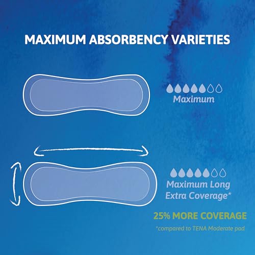 Tena Sensitive Care Maximum Absorbency Incontinence/Bladder Control Pad for Women, Long Length - 39 Count