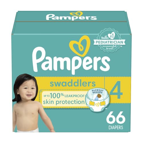 Pampers Swaddlers Diapers - Size 4, 66 Count, Ultra Soft Disposable Baby Diapers
