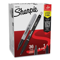 SHARPIE® Permanent Fine-Point Markers, Black, Pack Of 36 + 1 Bonus S Gel Pen, Case Pack, Pack of 6, Total of 216 Black Permanent Markers and 6 Bonus S Gel Pens, Bulk Buy, Office/School Supplies