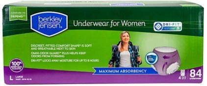 Berkley Jensen Incontinence Underwear for Women with Maximum Absorbency, Size Large, 84 ct.