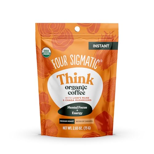 Four Sigmatic Organic Mushroom Coffee | Arabica Instant Coffee with Lion's Mane, Chaga and Rhodiola | Mushroom Coffee Instant Mix for Better Focus and Immune Support | 30 Serving Canister