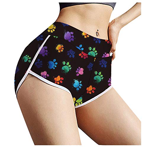 niuwa Women Print Fitness Yoga Shorts Stretch Sport Workout Running Biker Shorts Ruched Butt Fitting Athletic Booty Shorts (Black, M)