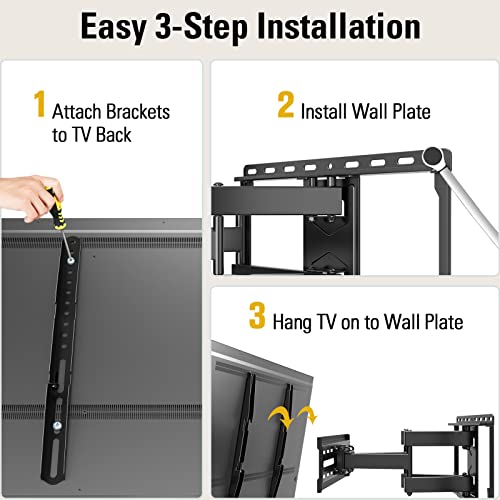 Mounting Dream TV Wall Mount for 32-65 Inch TV, TV Mount with Swivel and Tilt, Full Motion TV Bracket with Articulating Dual Arms, Fits 16inch Studs, Max VESA 400X400 mm, 99lbs, MD2380