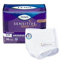 Tena Sensitive Care Incontinence Overnight Underwear for Women, Size Small/Medium, 16 ct