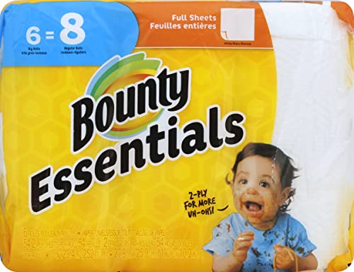 Bounty Essentials Paper Towels, White, 6 Count