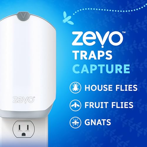 Zevo Flying Insect Trap, Fly Trap Captures Houseflies, Fruit Flies, and Gnats (1 Plug-in Base + 1 Cartridge)