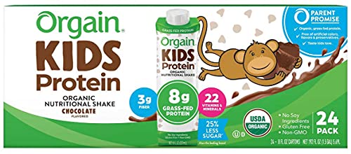 Orgain USDA Organic Kids Nutritional Protein Shake, Chocolate, 8 fl oz, 24-pack