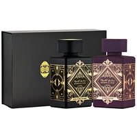 Lattafa Bade'e Al Oud 2-Piece Set for Unisex, (3.4 Oz Amethyst Eau De Parfum Spray + 3.4 Oz Oud for Glory Eau De Parfum Spray)