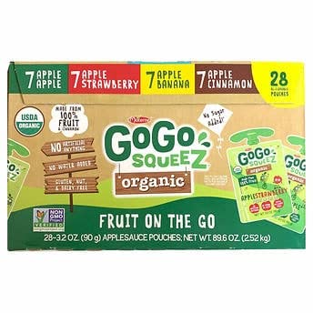 GoGo SqueeZ Organic Applesauce, Variety Pack, 3.2 Ounce (28 Count)