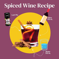 Lush Wine Mix, Holiday Spiced Wine, Makes 8+ Drinks, Organic Cocktail Mixers, Mocktails Non-Alcoholic Drinks, Mulled Apple Cider, Traditional Mulling Spices, Instant, Gluhwein, Sachet Bag - 3 Pack