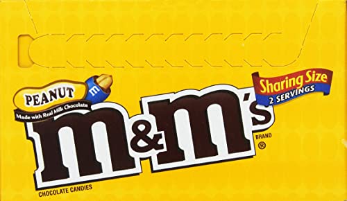 M&M'S Peanut Chocolate Candy Sharing Size Pouch 3.27 Ounce (Pack of 24)