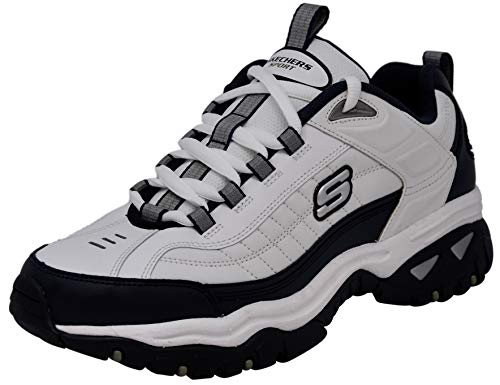 Skechers Men's Energy Afterburn Lace-Up Sneaker, White/Navy, 12 Wide