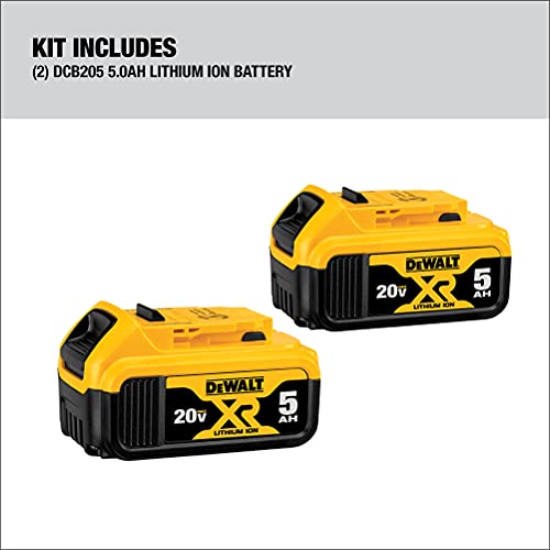 DEWALT 20V MAX XR Battery, 5 Ah, 2-Pack (DCB205-2)