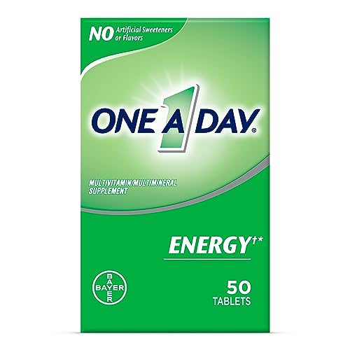 One A Day Energy Multivitamin with Vitamin A, C, D, E, Zinc for Immune Health*, Caffeine, Biotin, B6, B12 & More, 50 Tablets