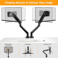 Ergear Dual Monitor Stand Mount, Ultrawide 13-35 Inch Height Adjustable Computer Screen Gas Spring Monitor Arm Desk Mount Full Motion, Each Arm Holds up to 26.4lbs