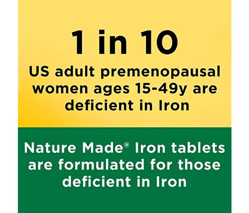 Nature Made Iron 65 mg (from Ferrous Sulfate) Tablets for Red Blood Cell Formation (365 ct.).
