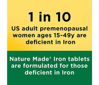 Nature Made Iron 65 mg (from Ferrous Sulfate) Tablets for Red Blood Cell Formation (365 ct.).