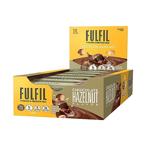 FULFIL Vitamin and Protein Bars, Hazelnut, Snack Sized Bar with 15 g Protein and 8 Vitamins Including Vitamin C, 12 Count