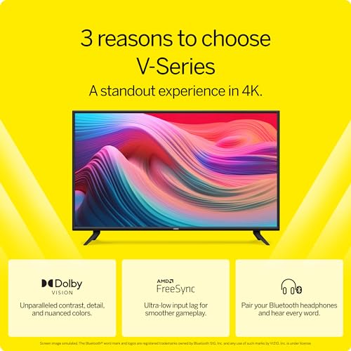 VIZIO 50-Inch V-Series 4K UHD LED HDR Smart TV with Apple AirPlay and Chromecast Built-in, Dolby Vision, HDR10+, HDMI 2.1, Auto Game Mode and Low Latency Gaming, V505-J09, 2021 Model (Renewed)