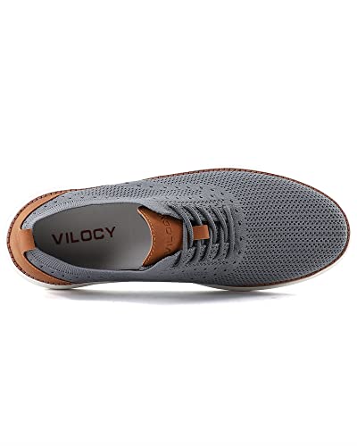 VILOCY Men's Dress Sneakers Oxfords Casual Business Shoes Lace Up Lightweight Walking Knit Mesh Fashion Sneakers Grey,EU43 VILOCY Men's Dress Sneakers Oxfords Casual Business Shoes Lace Up Lightweight Walking Knit Mesh Fashion Sneakers Grey,EU43