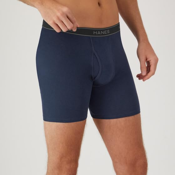 Hanes mens Underwear Boxer Briefs Pack, Cool & Breathable Cotton Moisture-wicking Underwear for Men, No Ride Up