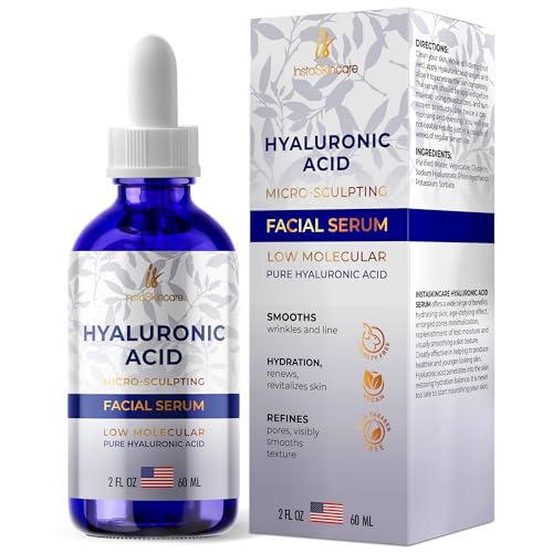 Hyaluronic Acid Serum for Face (2 Oz) - Serum for Skin and Lips - Hydrating and Moisturizing Face Serum for All Skin Types - Paraben and Fragrance-Free