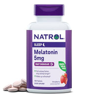 Natrol Sleep Melatonin 5mg Fast Dissolve Tablets, Nighttime Sleep Aid for Adults, 150 Strawberry-Flavored Melatonin Tablets, 150 Day Supply