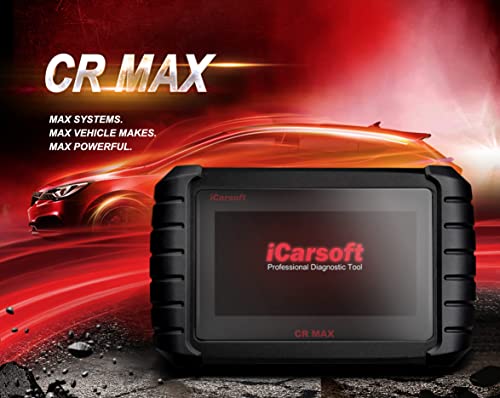 iCarsoft CR Max + Free Screen Protector - Professional Multibrand Automotive Diagnostic Scanner - Read/Erase Faults Codes - Reset Oil Service - Coding & Programming