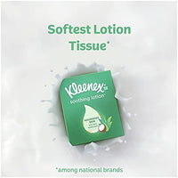 Kleenex Soothing Lotion Tissues with Aloe, Coconut Oil and Vitamin E, 4 cube boxes, 1 Cube Box containe 85 Tissues. Total of 340 Tissues. Assortment Colors.