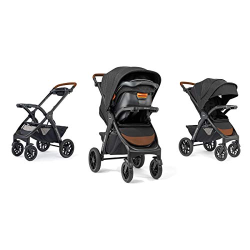 Chicco Bravo Primo Trio Travel System, Quick-Fold Stroller with Chicco KeyFit 35 Zip Extended-Use Infant Car Seat and Stroller Combo | Springhill/Black