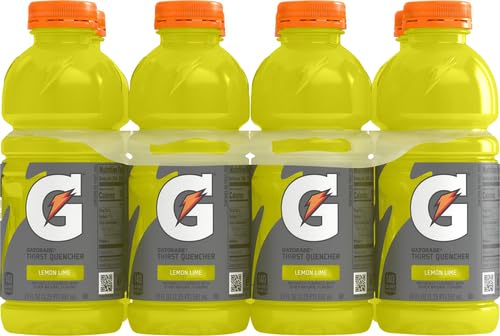 Gatorade Thirst Quencher Natural, Lemon Lime Sports Drink, 20 Fl Oz Bottles, 8 Pack