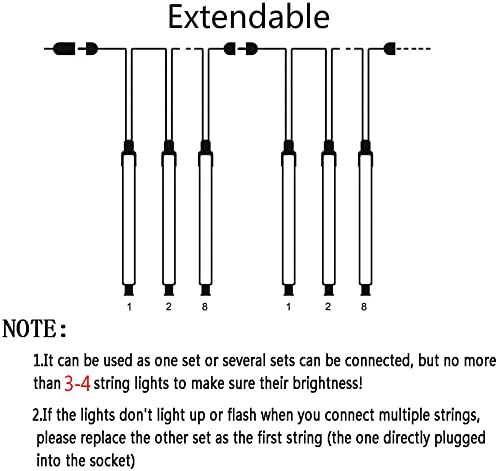 Kwaiffeo Outdoor Christmas Lights, Meteor Shower Lights 12 inch 8 Tube 192 LED Icicle Christmas Lights for Tree Thanksgiving New Year Holiday Party, Wedding Lights Wedding Decorations, Warm White