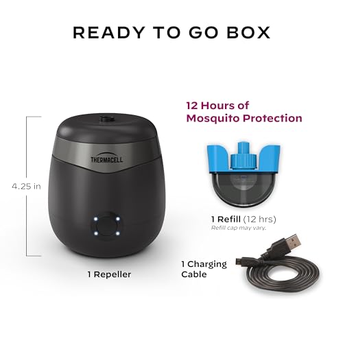 Thermacell Patio Shield E90 Mosquito Repellent E-Series Rechargeable Repeller; 20' Mosquito Protection Zone; Includes 12-Hour Repellent Refill; No Spray, Flame or Scent; Bug Spray Alternative