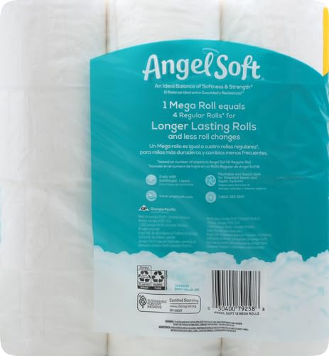 Angel Soft, Toilet Paper, 12 Mega Rolls, 12 Rolls