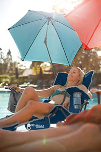 Sport-Brella Reclining Beach Chair (Midnight Blue) - 3-Position Adjustability, Detachable Footrest - 3-Way Swiveling UPF 50+ Umbrella - Insulated Drink Pocket, Cup Holder, Zippered Storage & Carry Bag