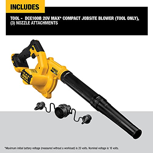 DEWALT 20V MAX Blower, 100 CFM Airflow, Variable Speed Switch, Includes Trigger Lock, Bare Tool Only (DCE100B)