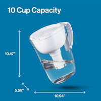 Brita Large Water Filter Pitcher, BPA-Free Water Pitcher, Replaces 1,800 Plastic Water Bottles a Year, Lasts Two Months or 40 Gallons, Includes 1 Filter, 10-Cup Capacity, Bright White