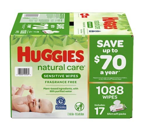 Huggies Natural Care Sensitive Baby Wipe Refill, Fragrance Free (1,088 Count)