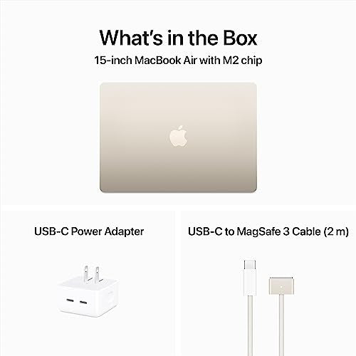 Apple 2023 MacBook Air Laptop with M2 chip: 15.3-inch Liquid Retina Display, 8GB Unified Memory, 256GB SSD Storage, 1080p FaceTime HD Camera, Touch ID. Works with iPhone/iPad; Starlight