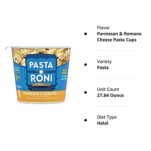 Quaker Roni Cups Mix 2.32 oz Pack of Cups, Parmesan & Romano Cheese Pasta, 27.84 Ounce, (Pack of 12)