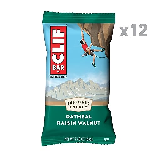 CLIF BAR - Oatmeal Raisin Walnut - Made with Organic Oats - 10g Protein - Non-GMO - Plant Based - Energy Bars - 2.4 oz. (12 Pack)