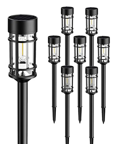 ILANCK Solar Pathway Lights 8 Pack, Bright Solar Lights Outdoor Waterproof IP65, LED Solar Garden Lights Metal Landscape Lighting for Yard, Path, Driveway